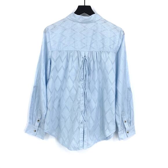 NWT CAFFE MARRAKESH Clipped Jacquard Button Down Shirt Light Blue M - Picture 8 of 11